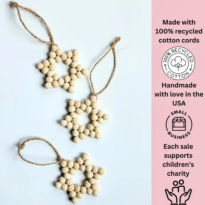 Beaded Star Ornament | Nordic Christmas & Hanukkah Decor - Pack of 3 - $5 each WHOLESALE
