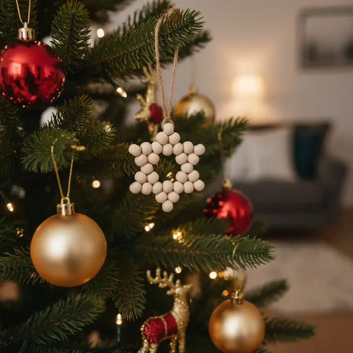 Beaded Star Ornament | Nordic Christmas & Hanukkah Decor - Pack of 3 - $5 each WHOLESALE