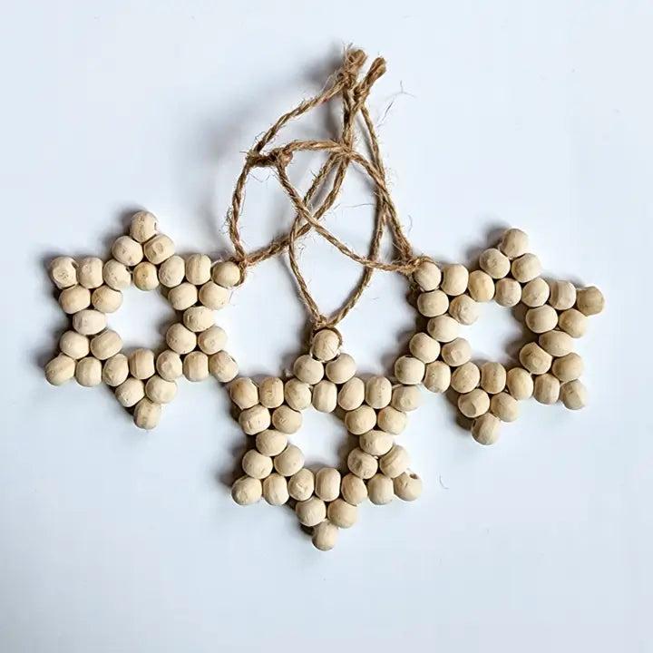 Beaded Star Ornament | Nordic Christmas & Hanukkah Decor - Pack of 3 - $5 each WHOLESALE
