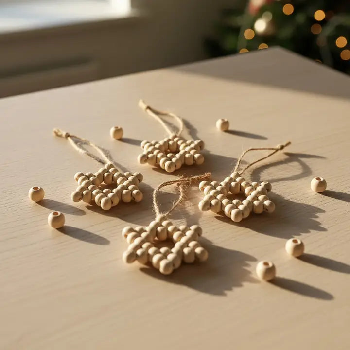 Beaded Star Ornament | Nordic Christmas & Hanukkah Decor - Pack of 3 - $5 each WHOLESALE