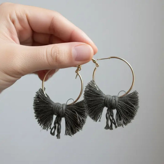 Boho Bow Hoops | Handwoven Macrame Hoop Earrings – Pack of 3 - $4 each WHOLESALE