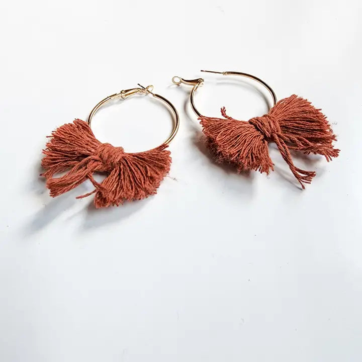 Boho Bow Hoops | Handwoven Macrame Hoop Earrings – Pack of 3 - $4 each WHOLESALE
