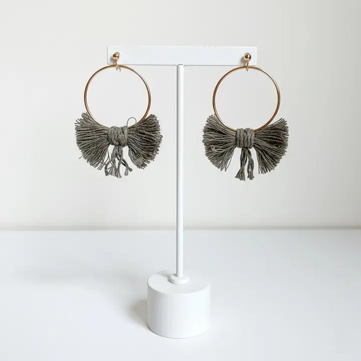 Boho Bow Hoops | Handwoven Macrame Hoop Earrings – Pack of 3 - $4 each WHOLESALE