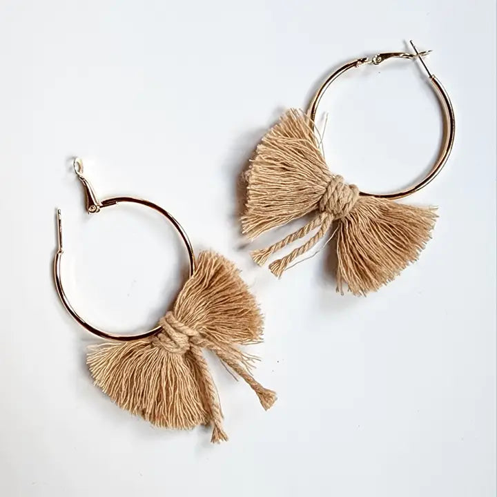 Boho Bow Hoops | Handwoven Macrame Hoop Earrings – Pack of 3 - $4 each WHOLESALE