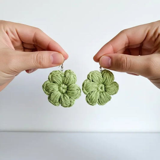 Bloom Dangle Earrings | Handmade Crochet Floral Earrings – Pack of 7 - $4 each WHOLESALE