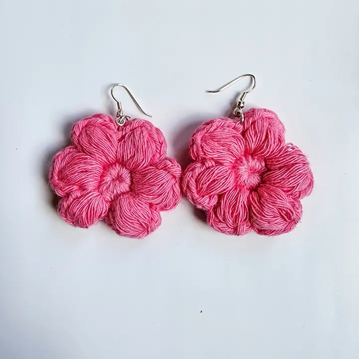 Bloom Dangle Earrings | Handmade Crochet Floral Earrings – Pack of 7 - $4 each WHOLESALE