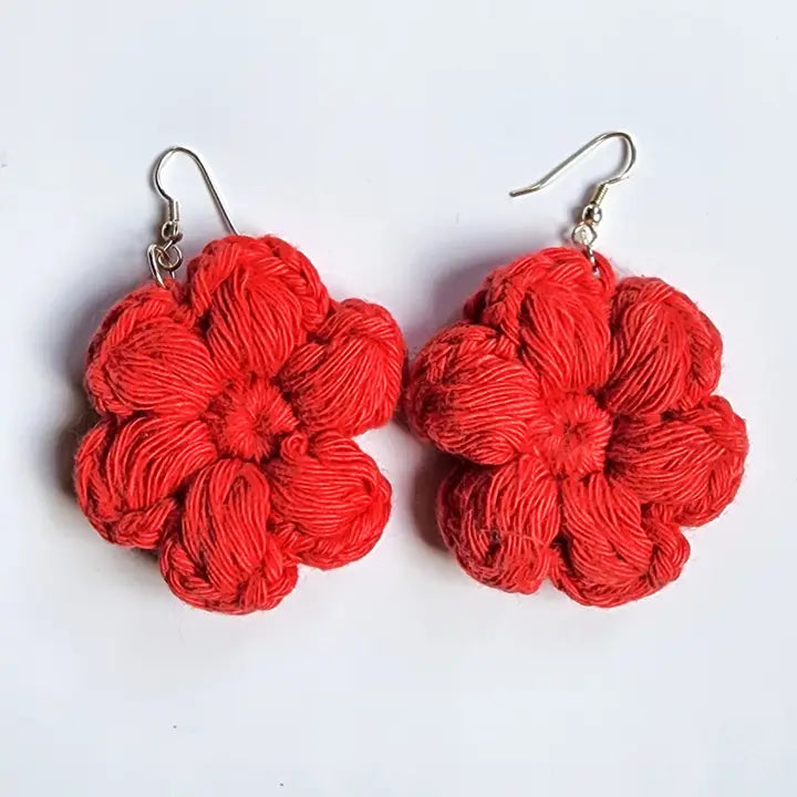 Bloom Dangle Earrings | Handmade Crochet Floral Earrings – Pack of 7 - $4 each WHOLESALE