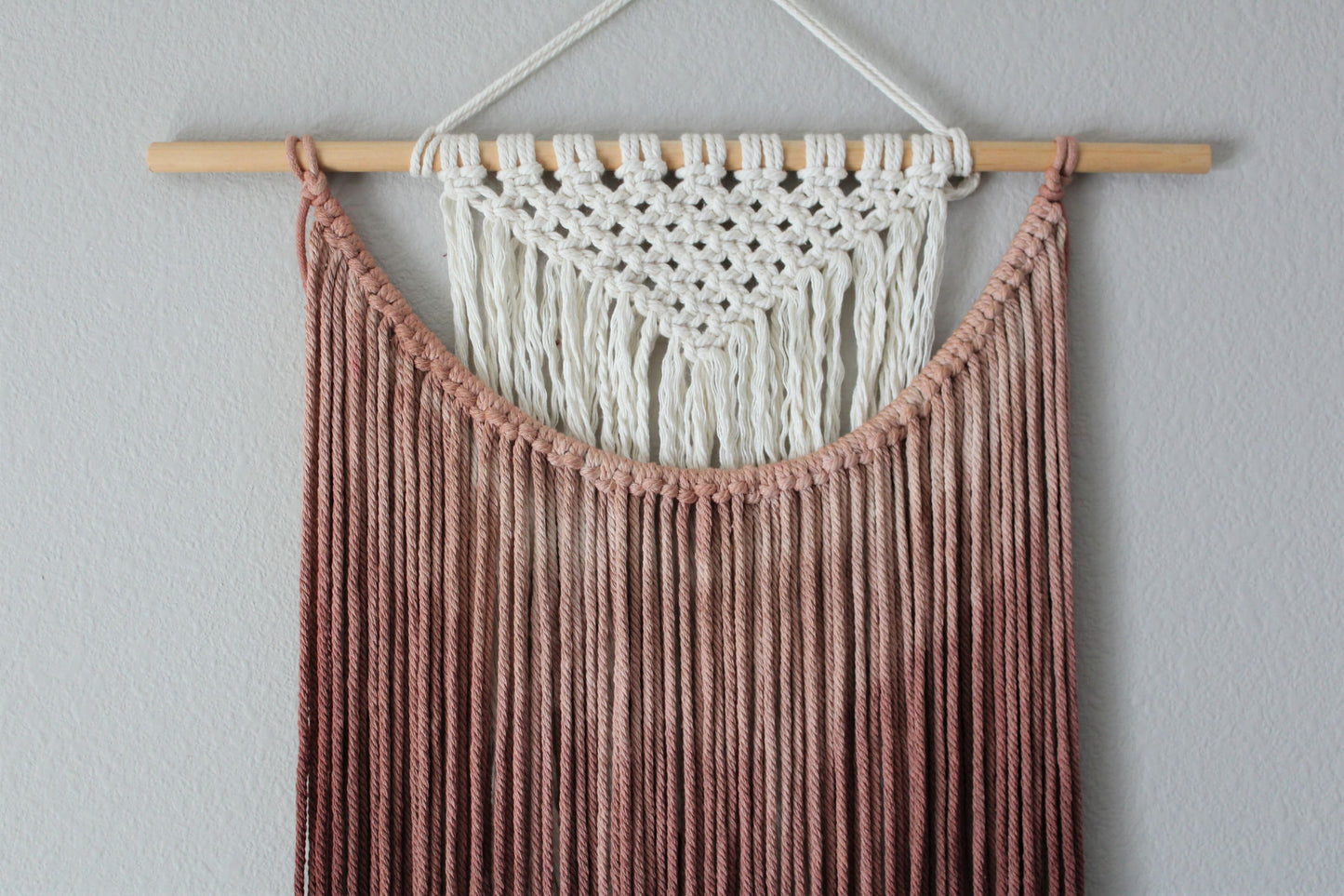 Handmade Macrame wall hanging in Chocolate Brown, Bohemian home Decor, Handwoven and Dip-Dyed Tapestry, Chic Ombre Natural Cotton Art Piece