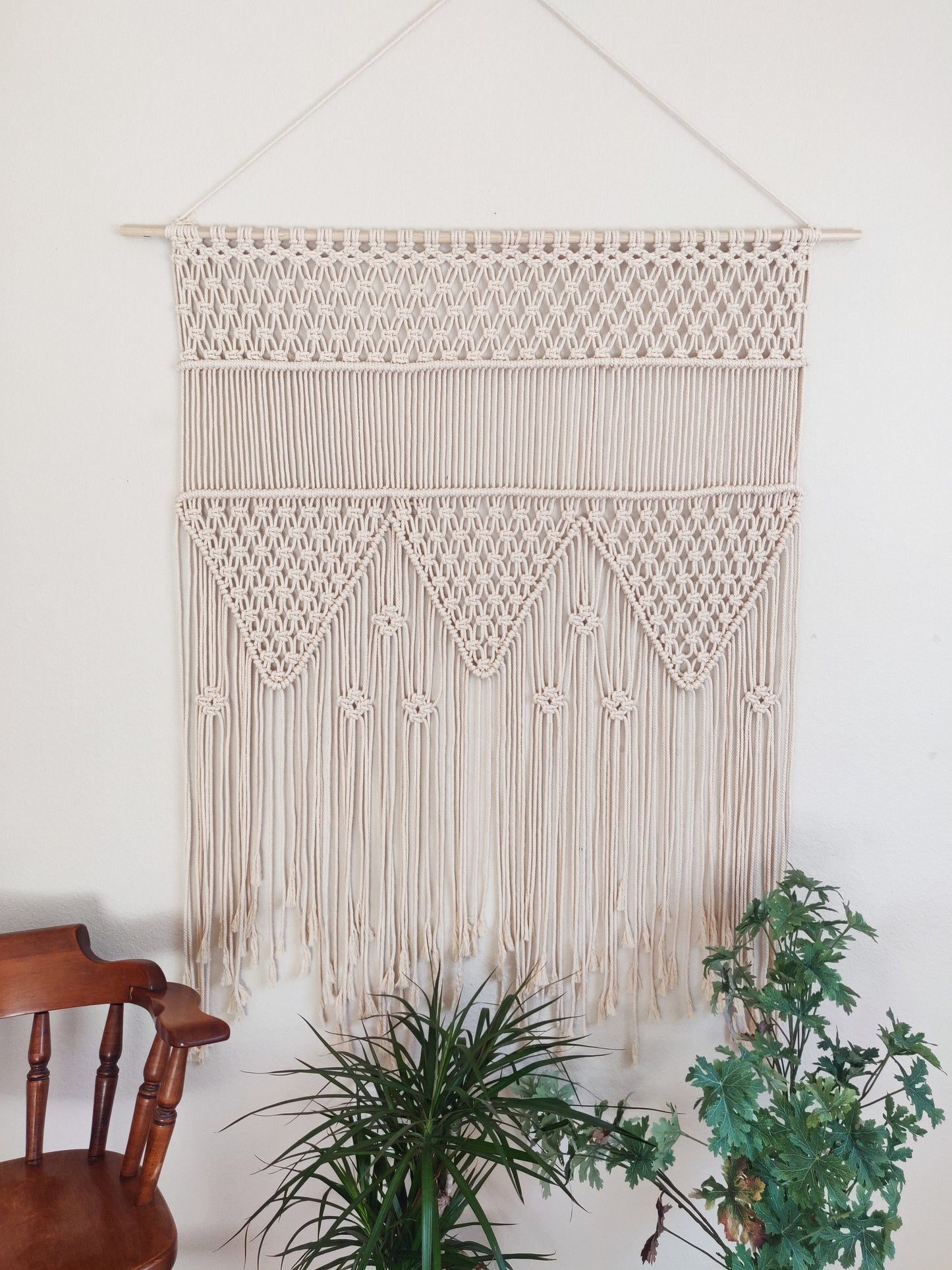 Large Macrame Neutral Color wall hanging, Boho Macrame backdrop