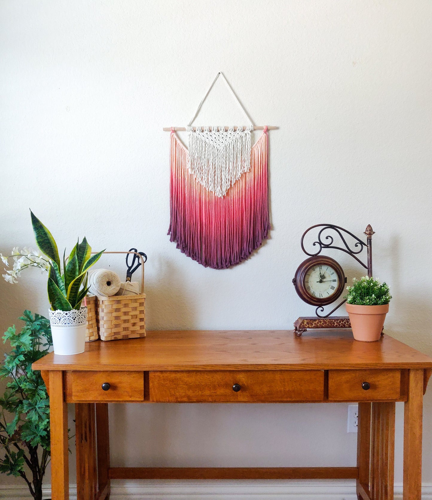 Ombre Sunset dip dyed macrame Tapestry/wall hanging, Vibrant Colors, Bohemian wall decor, Macrame wall decor, Macrame mural & design