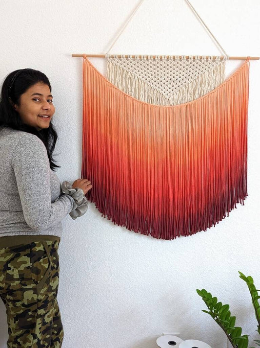 Ombre Sunset dip dyed macrame Tapestry/wall hanging, Vibrant Colors, Bohemian wall decor, Macrame wall decor, Macrame mural & design