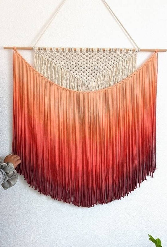 Ombre Sunset dip dyed macrame Tapestry/wall hanging, Vibrant Colors, Bohemian wall decor, Macrame wall decor, Macrame mural & design