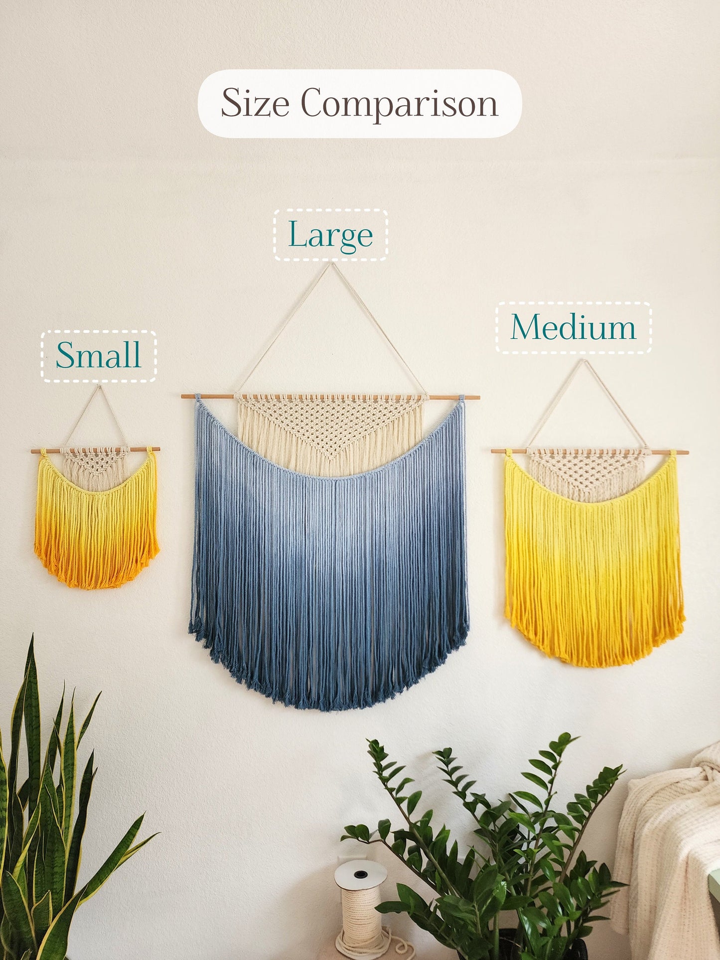 Ombre Sunset dip dyed macrame Tapestry/wall hanging, Vibrant Colors, Bohemian wall decor, Macrame wall decor, Macrame mural & design