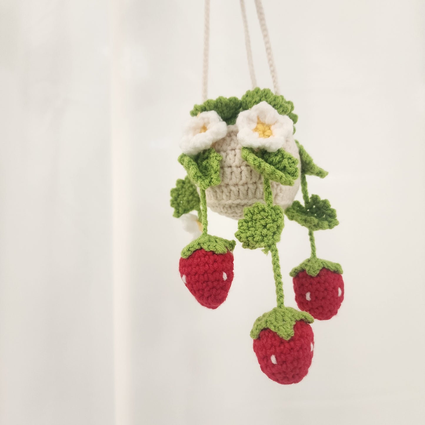 Boho Crochet Strawberry Car Charm – Pack of 3 - $10 each WHOLESALE