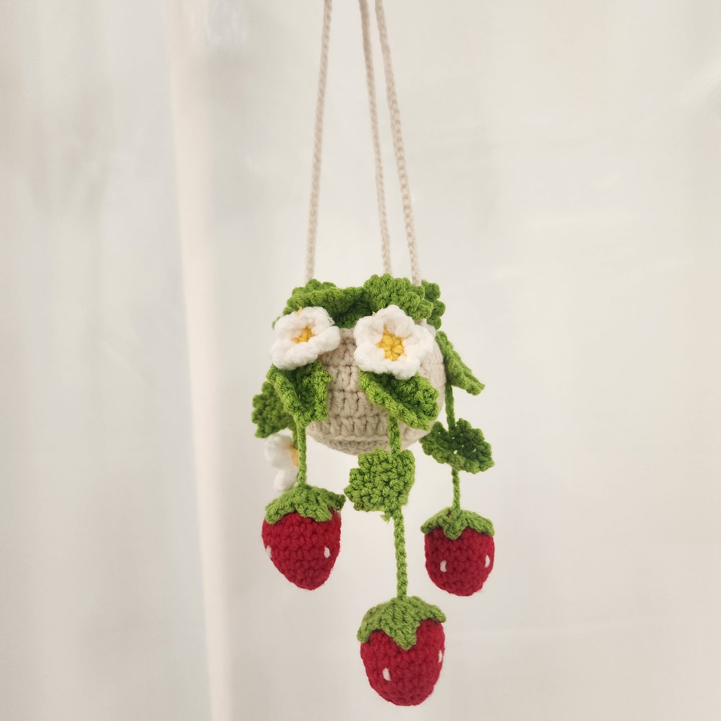 Boho Crochet Strawberry Car Charm – Pack of 3 - $10 each WHOLESALE
