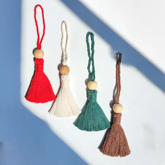 Boho Macrame Tassel Charms | Christmas Ornament & Car Diffuser - Pack of 4 - $5 each WHOLESALE