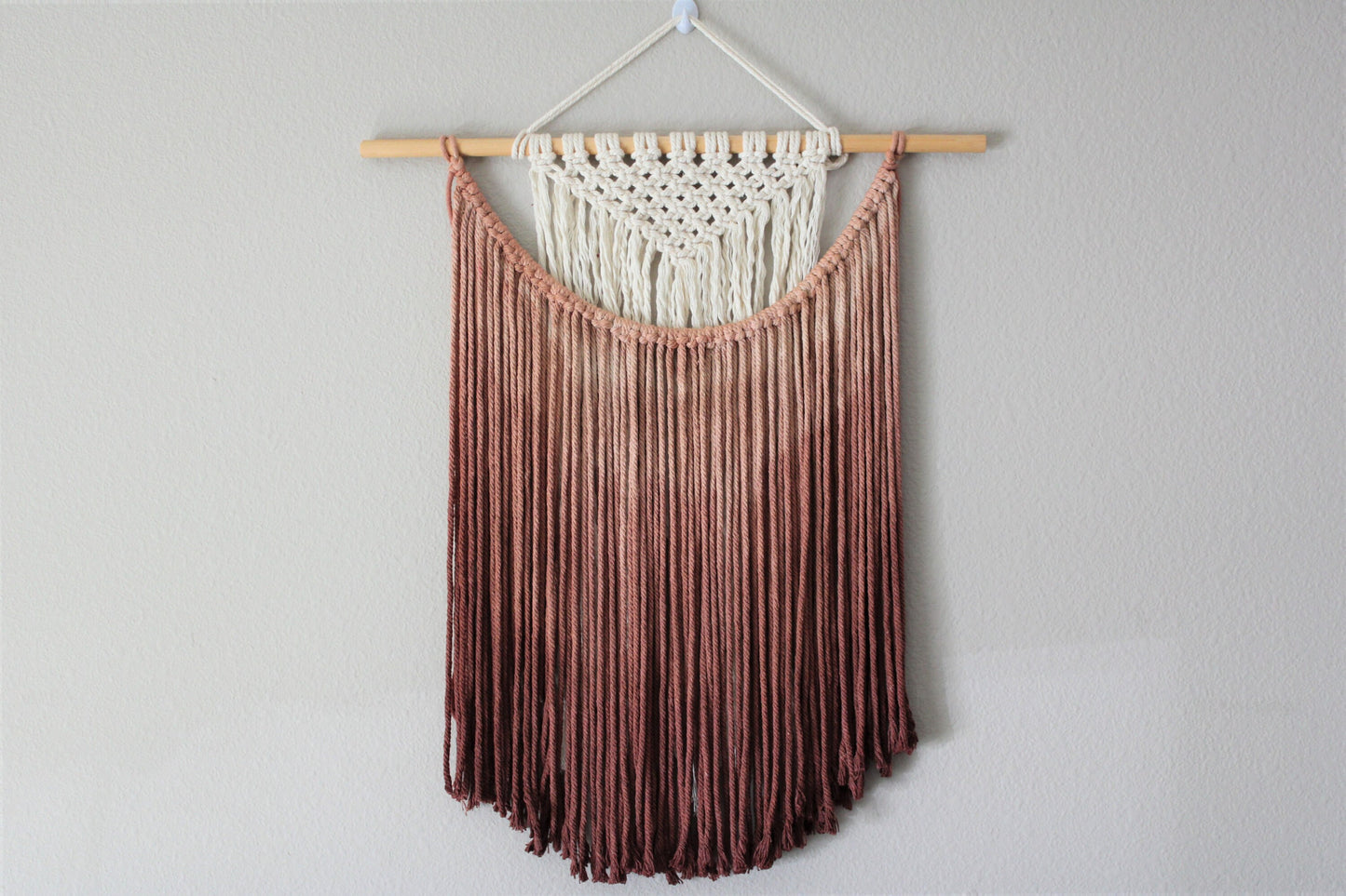 Handmade Macrame wall hanging in Chocolate Brown, Bohemian home Decor, Handwoven and Dip-Dyed Tapestry, Chic Ombre Natural Cotton Art Piece