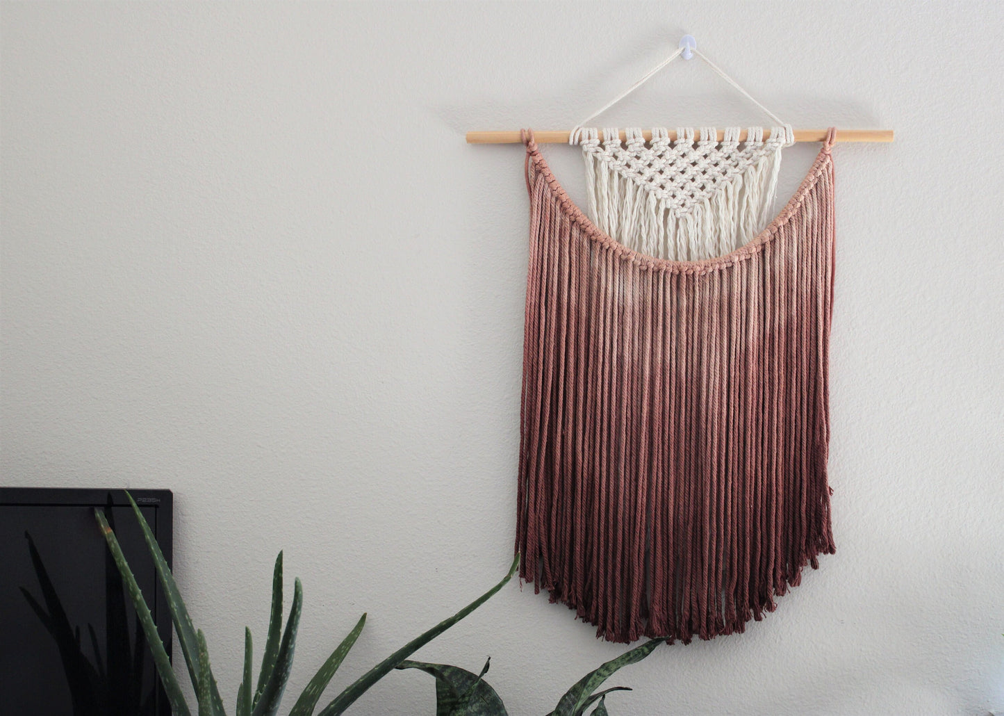 Handmade Macrame wall hanging in Chocolate Brown, Bohemian home Decor, Handwoven and Dip-Dyed Tapestry, Chic Ombre Natural Cotton Art Piece