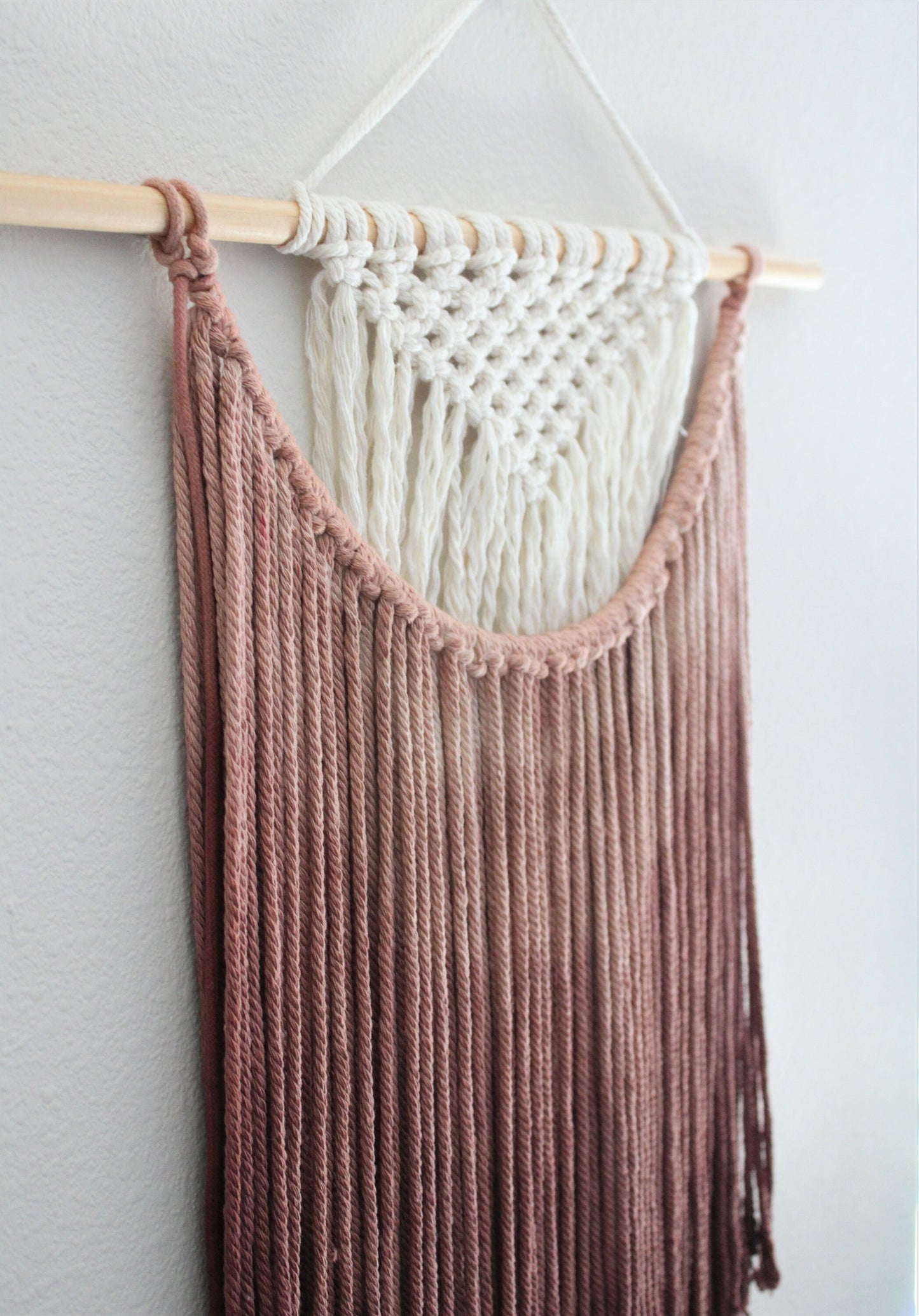 Handmade Macrame wall hanging in Chocolate Brown, Bohemian home Decor, Handwoven and Dip-Dyed Tapestry, Chic Ombre Natural Cotton Art Piece