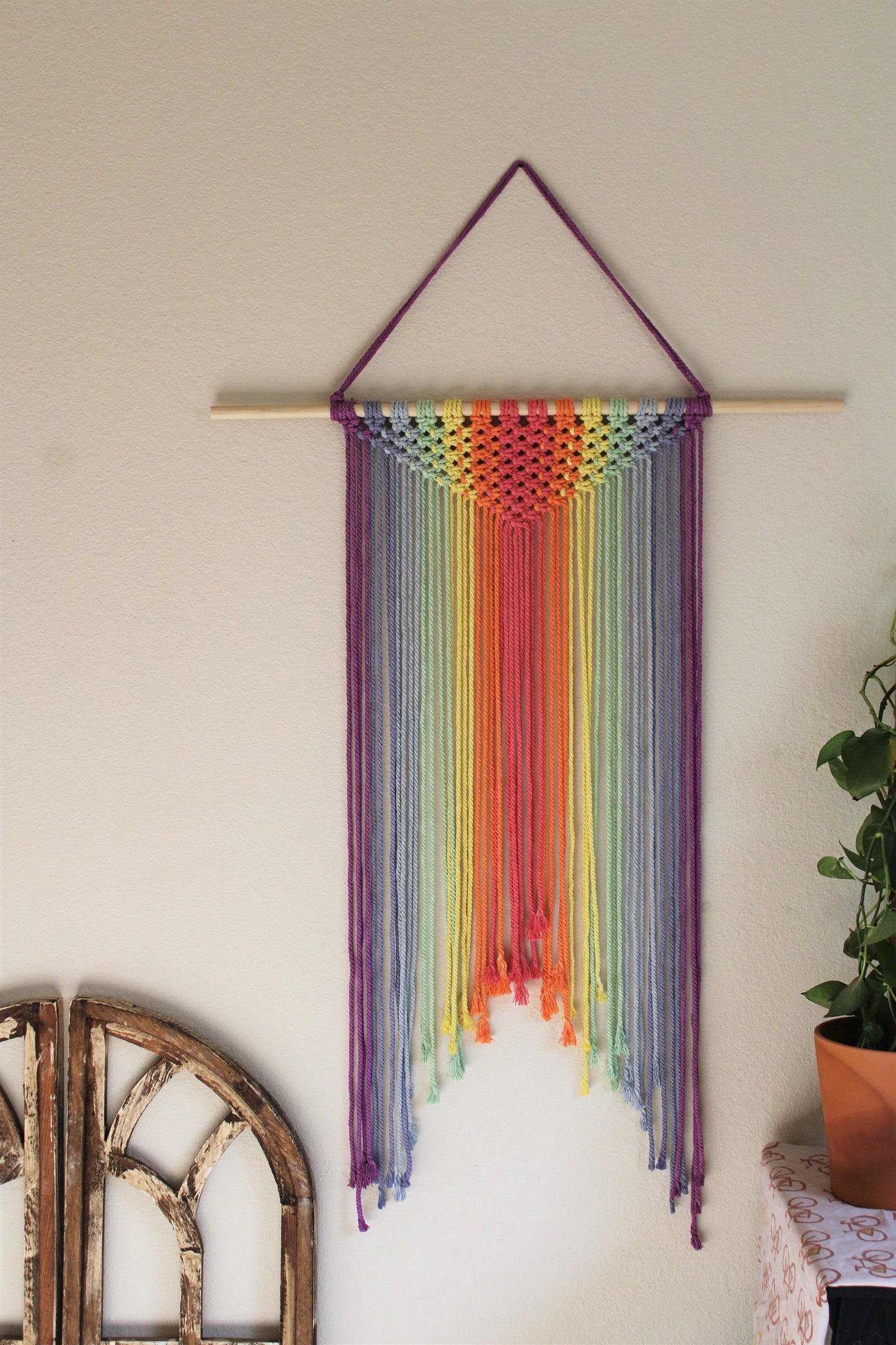 Ombre Minimalist Wall hanging Art in Rainbow - 'Willow'