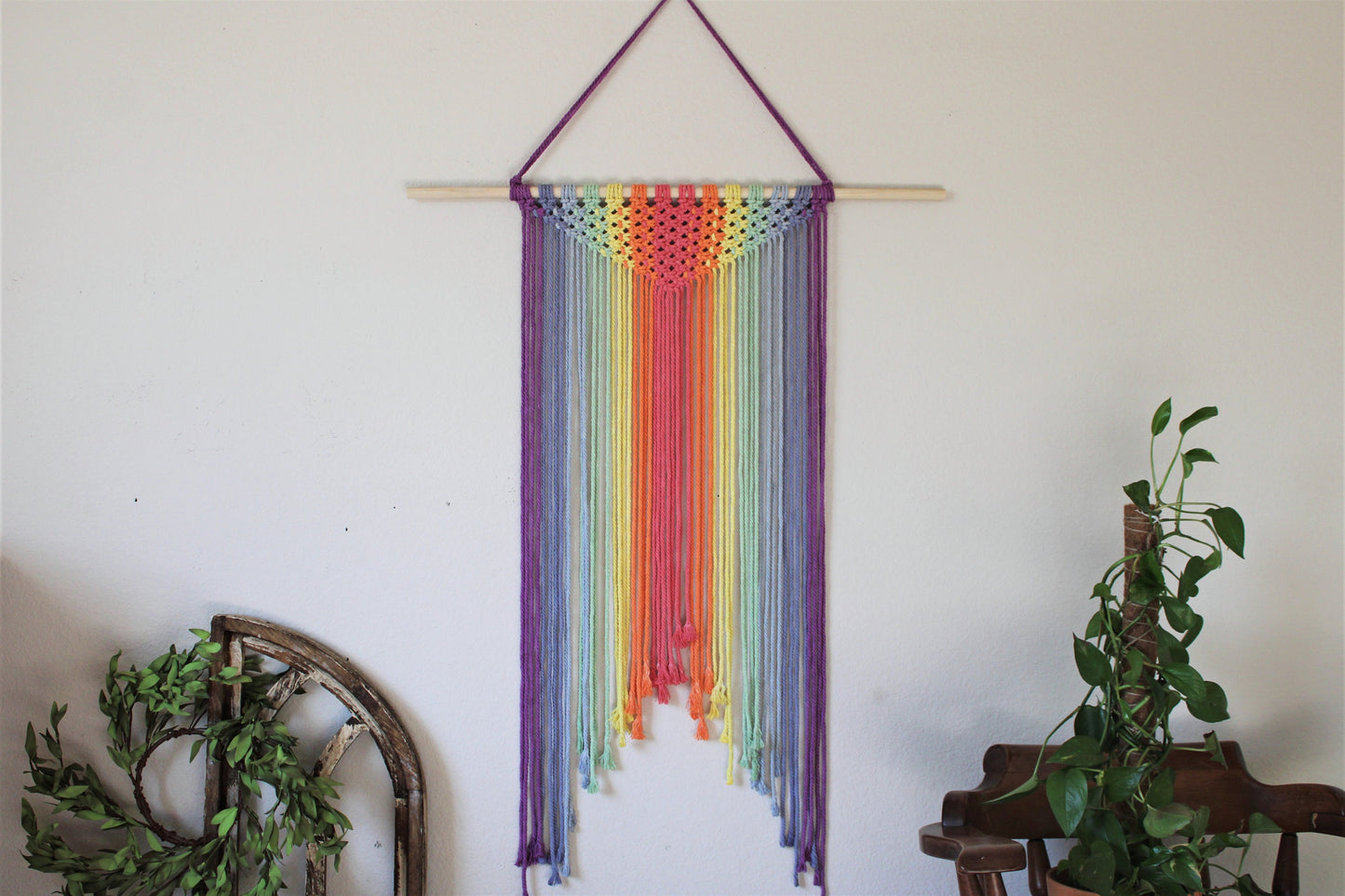 Ombre Minimalist Wall hanging Art in Rainbow - 'Willow'