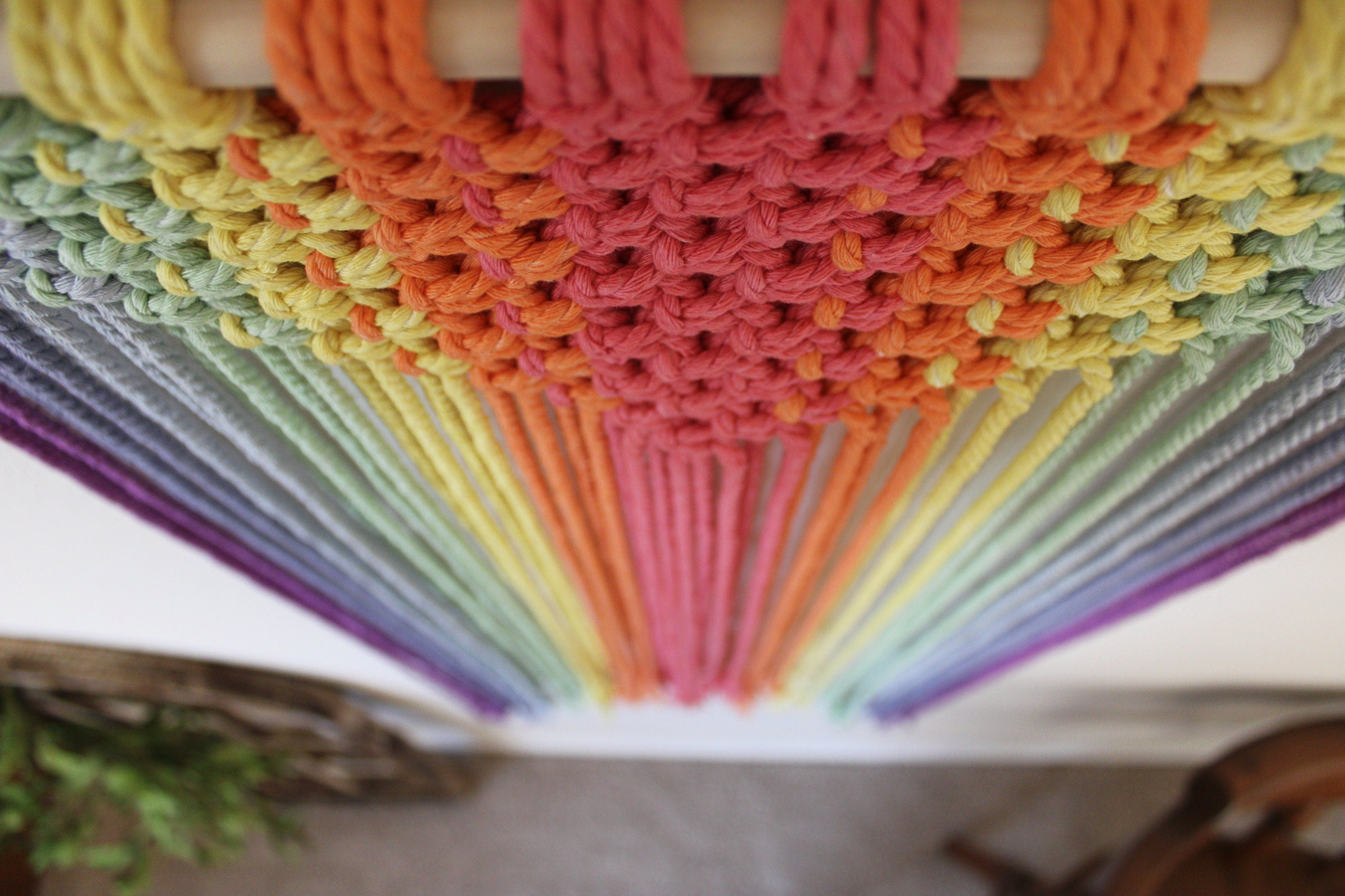 Macrame Handmade Rainbow wall hanging Textile wall art Unique