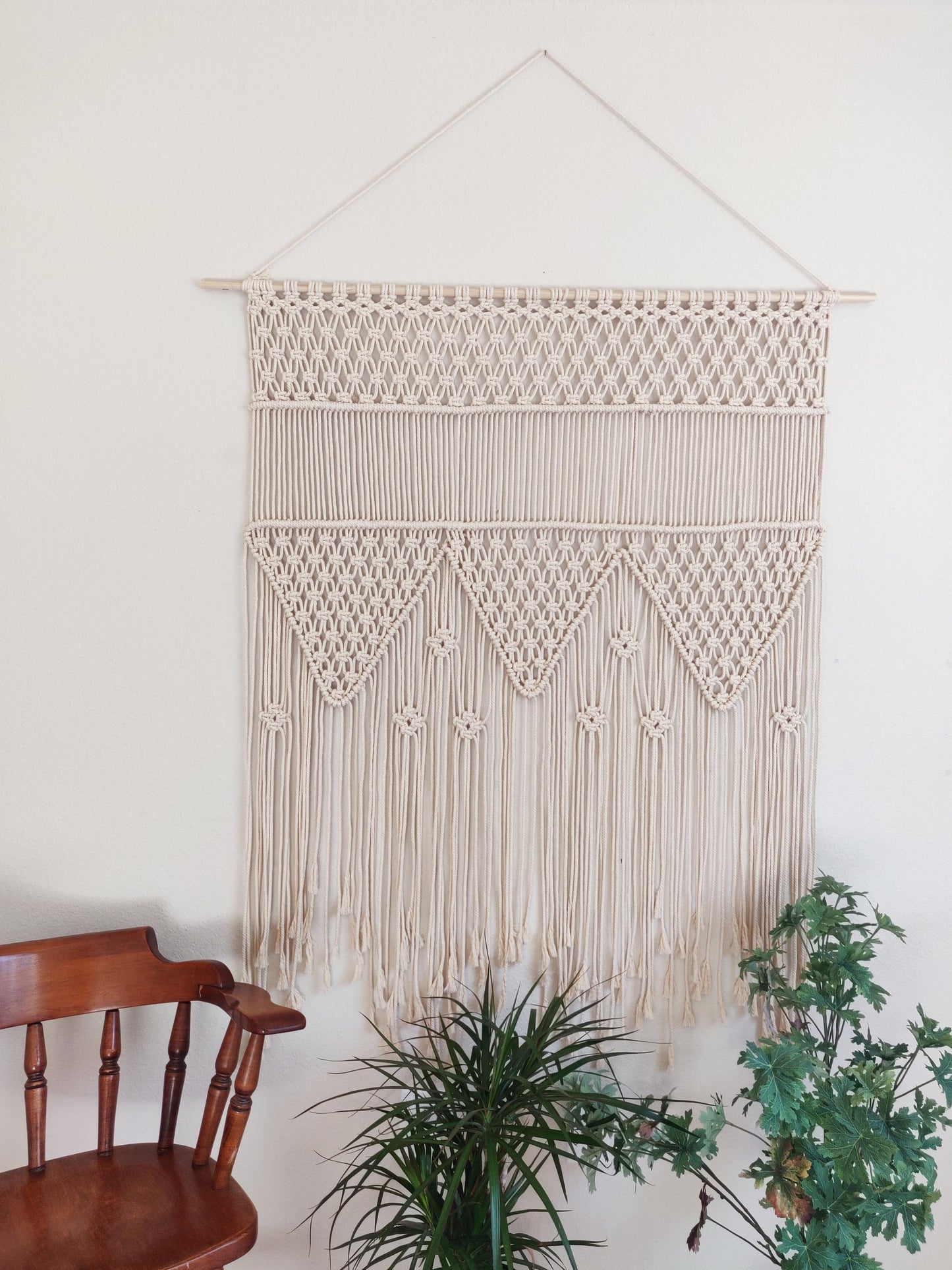 Large Macrame Neutral Color wall hanging, Boho Macrame backdrop