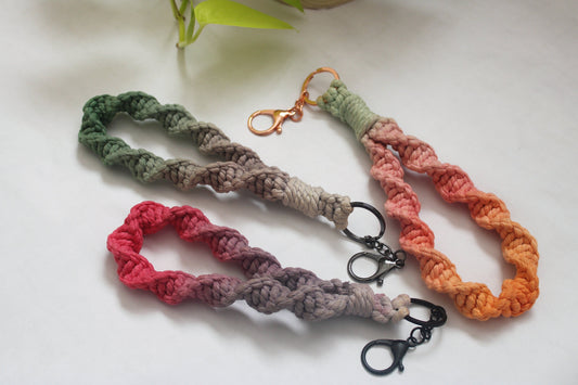Handmade ombre dip dyed Macrame Wristlet Keychain