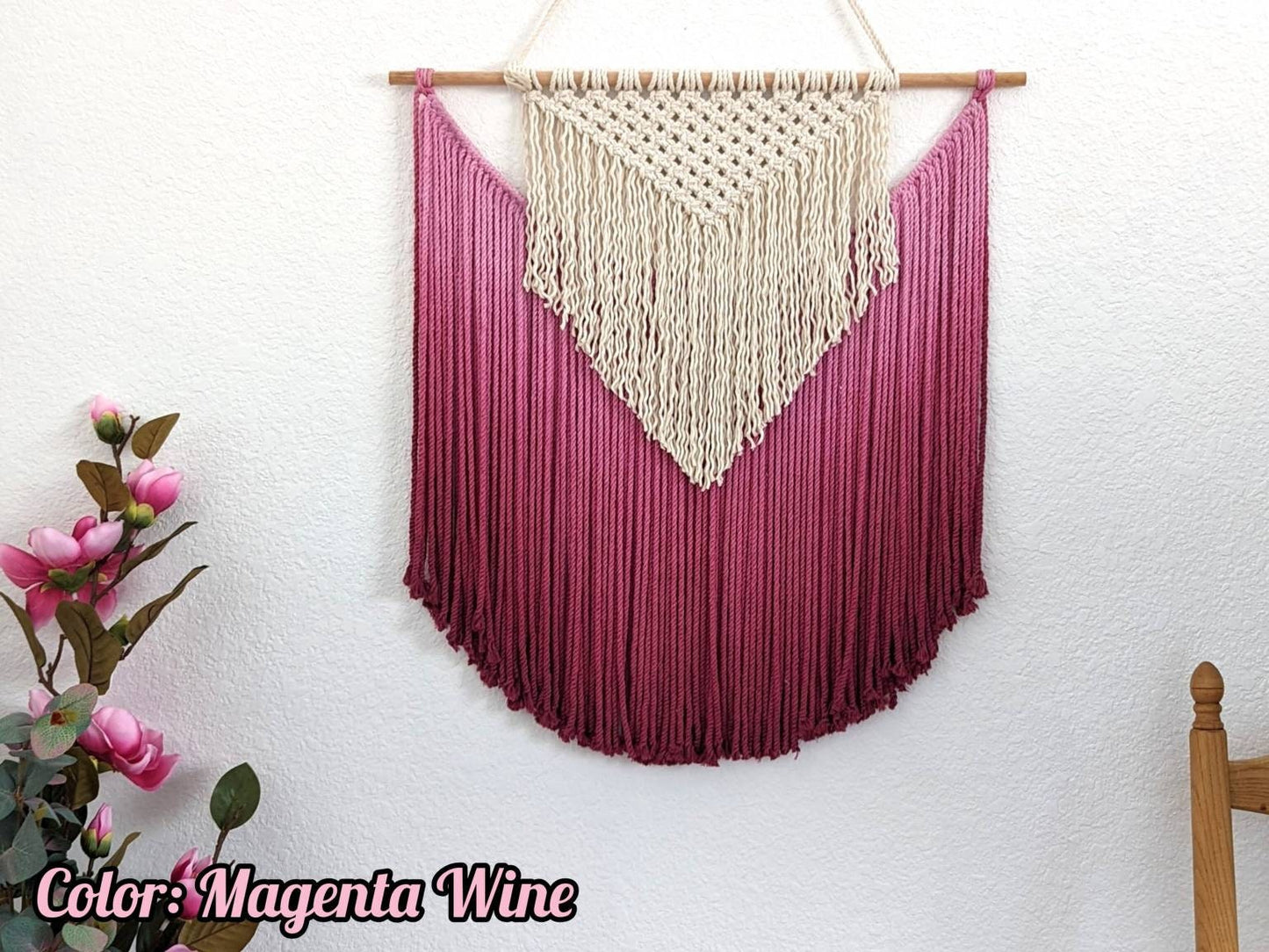 Customizable Macrame wall hanging in Ombre Colors, Bohemian home Decor, Handwoven and Dip-Dyed Tapestry, Chic Ombre Natural Cotton Art Piece