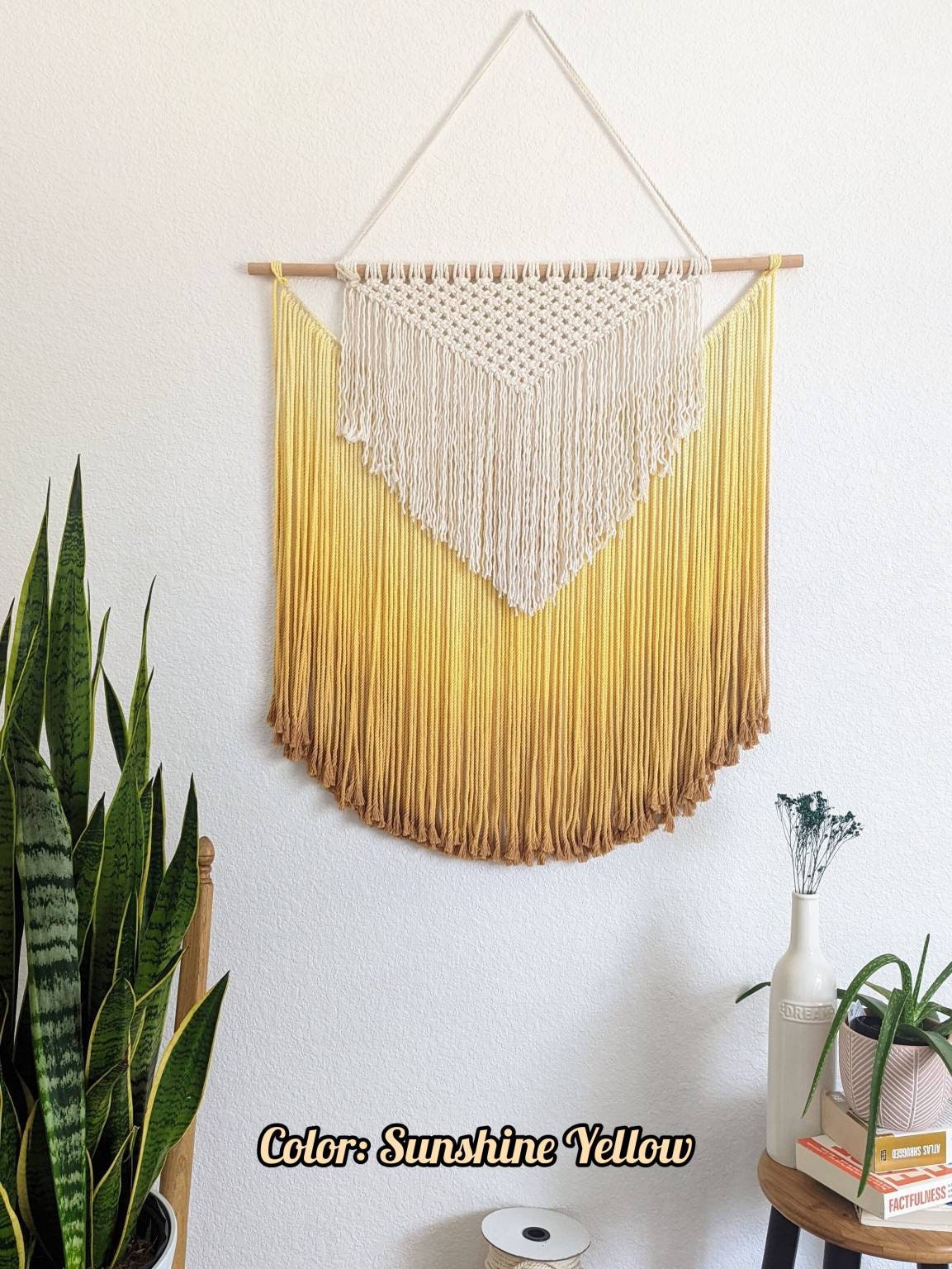 Customizable Macrame wall hanging in Ombre Colors, Bohemian home Decor, Handwoven and Dip-Dyed Tapestry, Chic Ombre Natural Cotton Art Piece